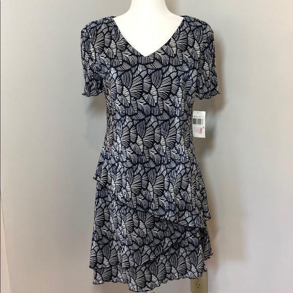 connected apparel Dresses & Skirts - Women’s Dress sz 10 Navy & White Tiered Layered
